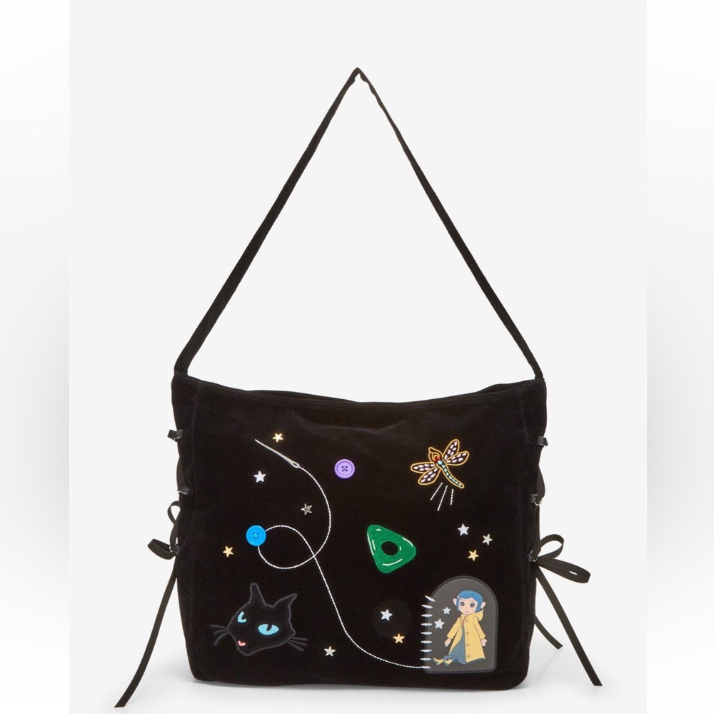New Her Universe Coraline Velvet Icon Embroidered Hobo Bag